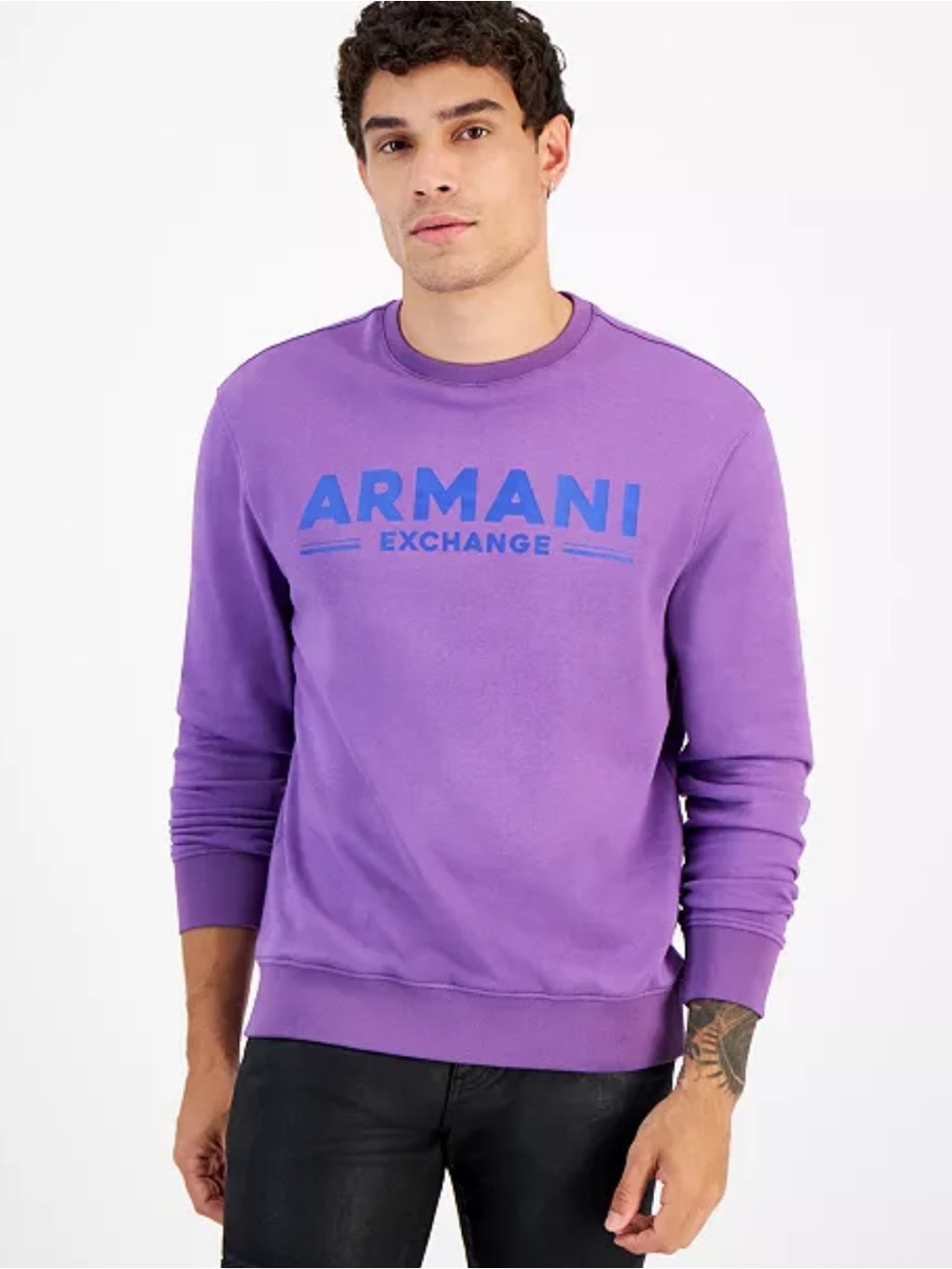 A|X Armani Exchange Men’s Crewneck
Sweater Purple Blue Logo Size M 100% Cotton